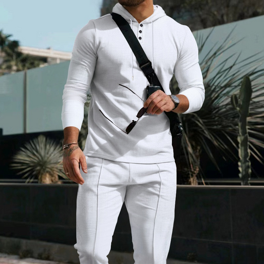Men's Hoodie and Sweatpants Set (2-Piece) Solid Color